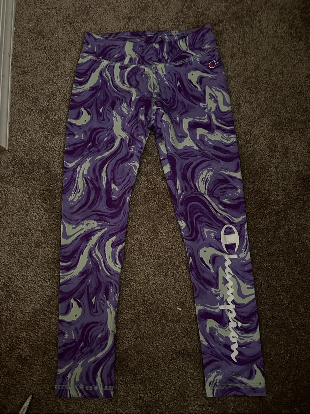 Champion Girls' Purple Marble Leggings Size 6/7 0552